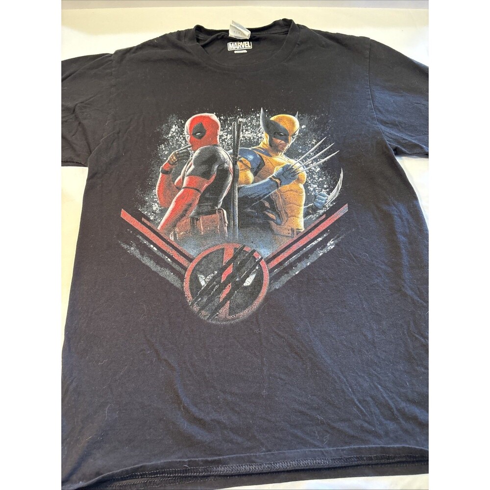 Marvel Deadpool Wolverine T Shirt Small Black Movie Superhero Graphic Tee